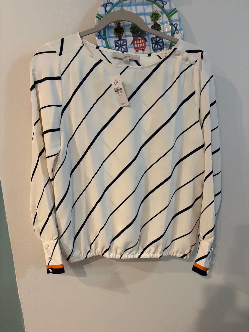 NWT LOFT NAVY AND WHITE BLOUSE